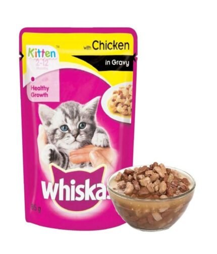Whiskas Kitten Pouch Wet Cat Food Food, Chicken in Gravy 80gm